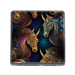 Pattern With Horses Memory Card Reader (square 5 Slot) by 2607694a