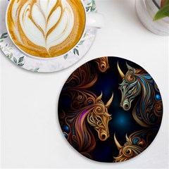 Pattern With Horses Uv Print Round Tile Coaster by 2607694a