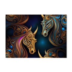 Pattern With Horses Crystal Sticker (a4) by 2607694a