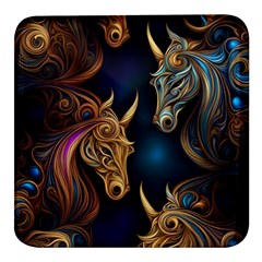 Pattern With Horses Square Glass Fridge Magnet (4 Pack) by 2607694a