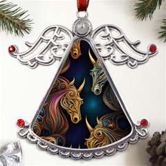 Pattern With Horses Metal Angel With Crystal Ornament