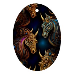 Pattern With Horses Oval Ornament (two Sides) by 2607694a