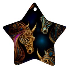 Pattern With Horses Star Ornament (two Sides)