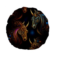 Pattern With Horses Standard 15  Premium Flano Round Cushions by 2607694a