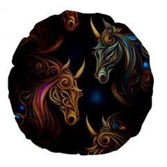 Pattern With Horses Large 18  Premium Flano Round Cushions