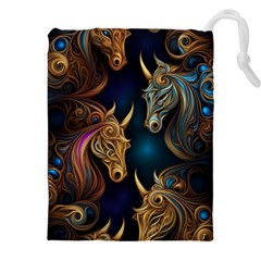 Pattern With Horses Drawstring Pouch (4xl)