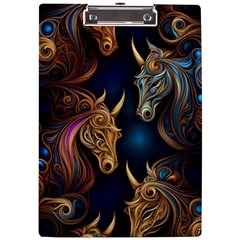 Pattern With Horses A4 Acrylic Clipboard by 2607694a