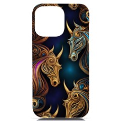 Pattern With Horses Iphone 14 Pro Max Black Uv Print Case by 2607694a