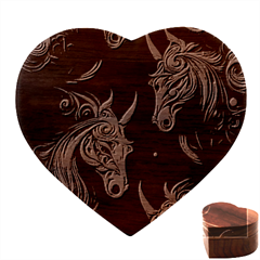 Pattern With Horses Heart Wood Jewelry Box by 2607694a