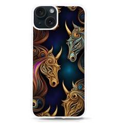 Pattern With Horses Iphone 15 Tpu Uv Print Case by 2607694a