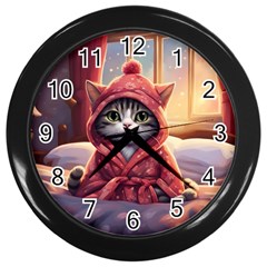 Cat 2 Wall Clock (black)