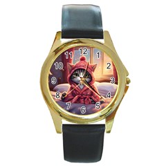 Cat 2 Round Gold Metal Watch