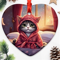 Cat 2 Heart Ornament (two Sides)