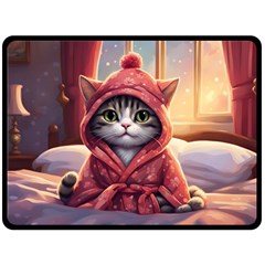 Cat 2 Two Sides Fleece Blanket (large)