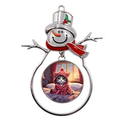 Cat 2 Metal Snowman Ornament