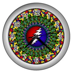 Grateful Dead Bear Pattern Wall Clock (silver)