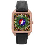 Grateful Dead Bear Pattern Rose Gold Leather Watch  Front