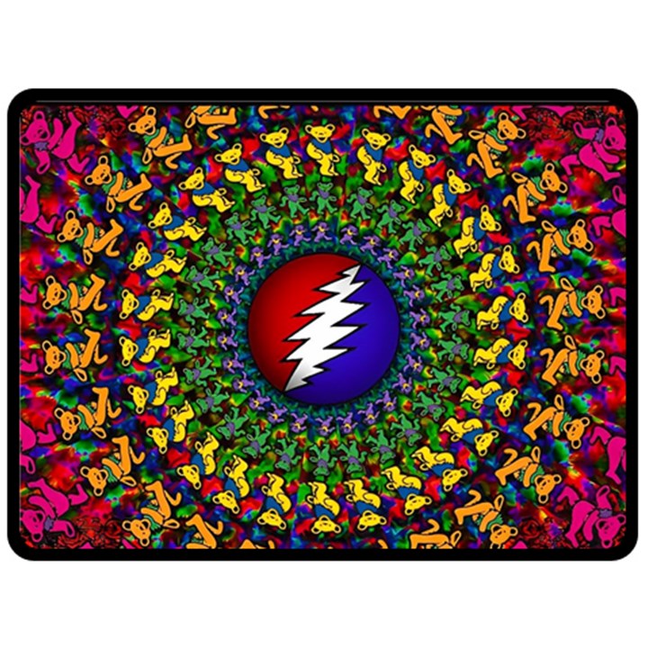 Grateful Dead Bear Pattern Two Sides Fleece Blanket (Large)