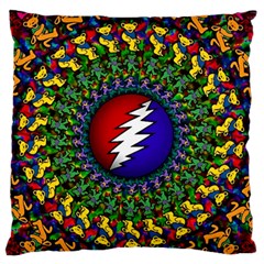 Grateful Dead Bear Pattern Large Premium Plush Fleece Cushion Case (two Sides)