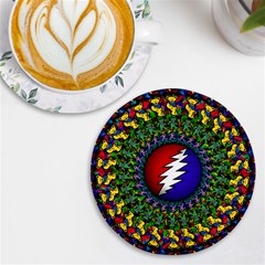 Grateful Dead Bear Pattern Uv Print Round Tile Coaster