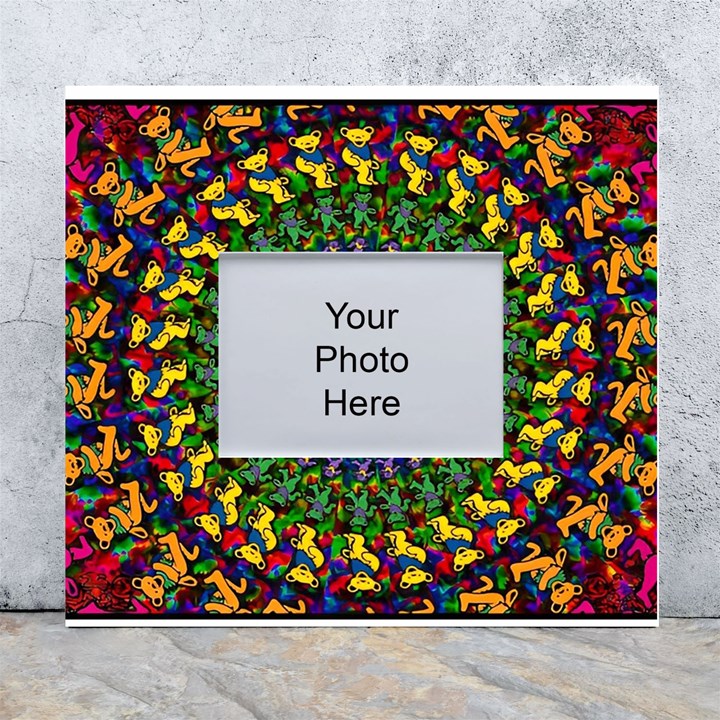 Grateful Dead Bear Pattern White Wall Photo Frame 5  x 7 