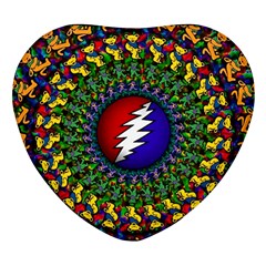 Grateful Dead Bear Pattern Heart Glass Fridge Magnet (4 Pack) by Maspions