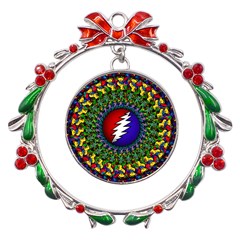 Grateful Dead Bear Pattern Metal X mas Wreath Ribbon Ornament