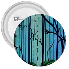 Nature Outdoors Night Trees Scene Forest Woods Light Moonlight Wilderness Stars 3  Buttons by Grandong