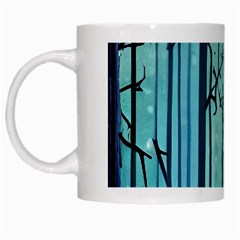 Nature Outdoors Night Trees Scene Forest Woods Light Moonlight Wilderness Stars White Mug by Grandong