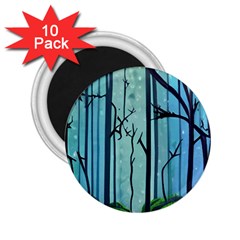 Nature Outdoors Night Trees Scene Forest Woods Light Moonlight Wilderness Stars 2 25  Magnets (10 Pack)  by Grandong