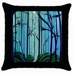 Nature Outdoors Night Trees Scene Forest Woods Light Moonlight Wilderness Stars Throw Pillow Case (black) by Grandong