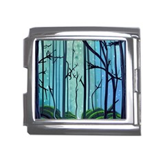 Nature Outdoors Night Trees Scene Forest Woods Light Moonlight Wilderness Stars Mega Link Italian Charm (18mm)