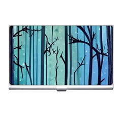 Nature Outdoors Night Trees Scene Forest Woods Light Moonlight Wilderness Stars Business Card Holder by Grandong