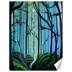 Nature Outdoors Night Trees Scene Forest Woods Light Moonlight Wilderness Stars Canvas 12  X 16  by Grandong