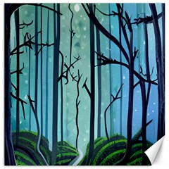 Nature Outdoors Night Trees Scene Forest Woods Light Moonlight Wilderness Stars Canvas 16  X 16  by Grandong