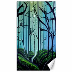 Nature Outdoors Night Trees Scene Forest Woods Light Moonlight Wilderness Stars Canvas 40  X 72  by Grandong