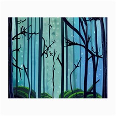 Nature Outdoors Night Trees Scene Forest Woods Light Moonlight Wilderness Stars Small Glasses Cloth (2 Sides) by Grandong