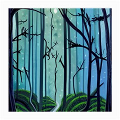 Nature Outdoors Night Trees Scene Forest Woods Light Moonlight Wilderness Stars Medium Glasses Cloth by Grandong