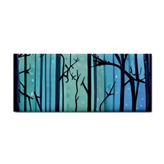 Nature Outdoors Night Trees Scene Forest Woods Light Moonlight Wilderness Stars Hand Towel by Grandong