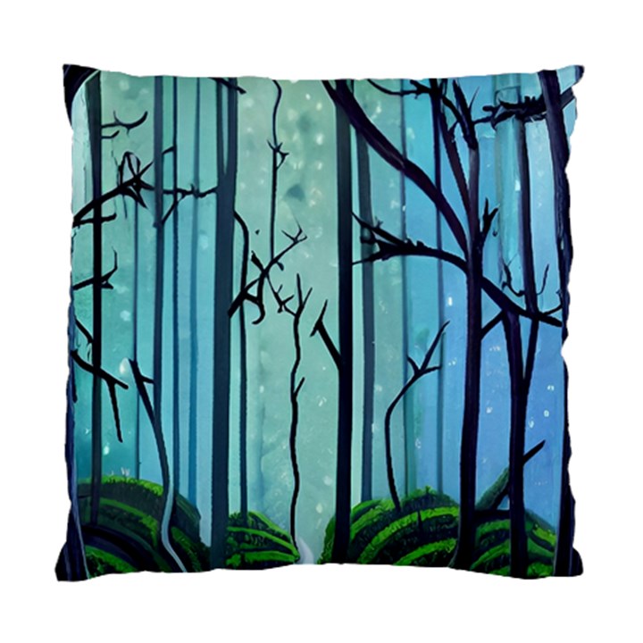 Nature Outdoors Night Trees Scene Forest Woods Light Moonlight Wilderness Stars Standard Cushion Case (Two Sides)