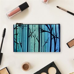 Nature Outdoors Night Trees Scene Forest Woods Light Moonlight Wilderness Stars Cosmetic Bag (small) by Grandong