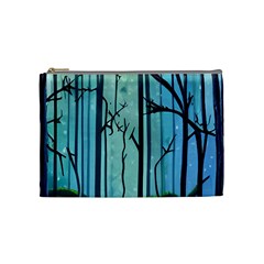 Nature Outdoors Night Trees Scene Forest Woods Light Moonlight Wilderness Stars Cosmetic Bag (medium) by Grandong