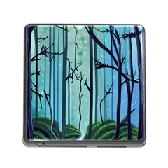 Nature Outdoors Night Trees Scene Forest Woods Light Moonlight Wilderness Stars Memory Card Reader (square 5 Slot) by Grandong