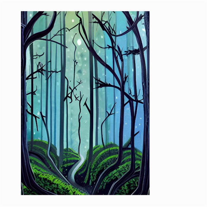 Nature Outdoors Night Trees Scene Forest Woods Light Moonlight Wilderness Stars Large Garden Flag (Two Sides)