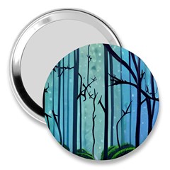 Nature Outdoors Night Trees Scene Forest Woods Light Moonlight Wilderness Stars 3  Handbag Mirrors by Grandong