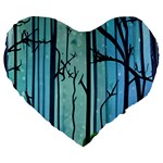 Nature Outdoors Night Trees Scene Forest Woods Light Moonlight Wilderness Stars Large 19  Premium Heart Shape Cushions Front