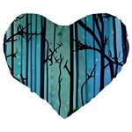 Nature Outdoors Night Trees Scene Forest Woods Light Moonlight Wilderness Stars Large 19  Premium Heart Shape Cushions Back