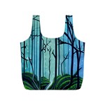 Nature Outdoors Night Trees Scene Forest Woods Light Moonlight Wilderness Stars Full Print Recycle Bag (S) Back