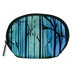 Nature Outdoors Night Trees Scene Forest Woods Light Moonlight Wilderness Stars Accessory Pouch (medium) by Grandong