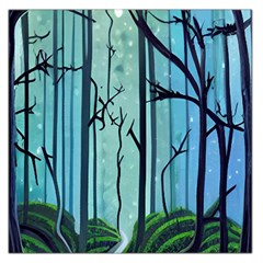 Nature Outdoors Night Trees Scene Forest Woods Light Moonlight Wilderness Stars Square Satin Scarf (36  X 36 ) by Grandong